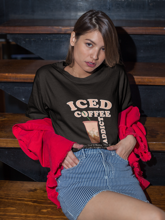 Premium Iced Coffee Addict Graphic T-Shirt | For Coffee Lovers